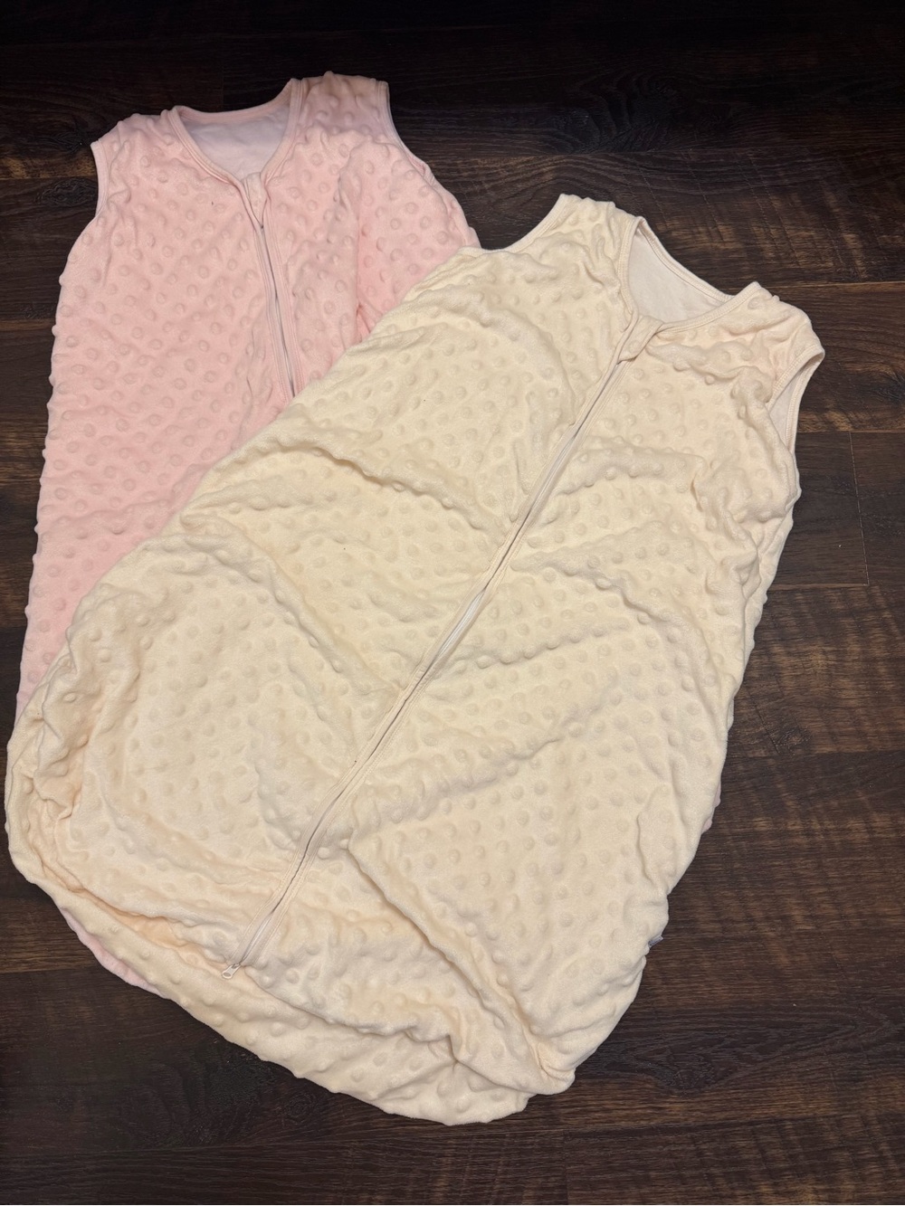 Set of 2 Soft Sleeveless Sleep Sacks - Pink & Cream.